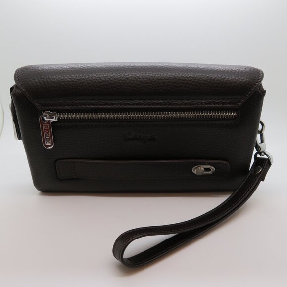 Women Handheld Wristlet Clutch Brown Leather Karya Small Strap Wallet Handbag - Picture 5 of 16